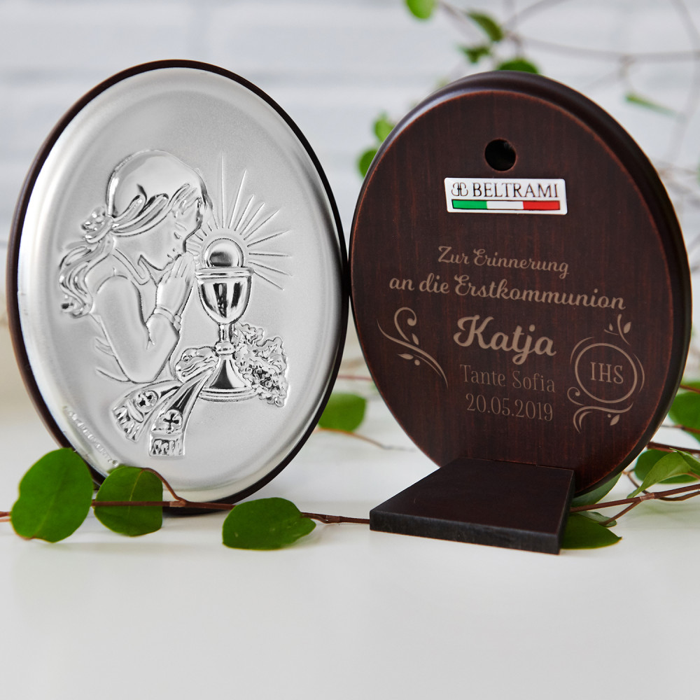 Erstkommunion - Mädchen - Silbernes Bild mit Gravur - GeschenkSpeziell.de